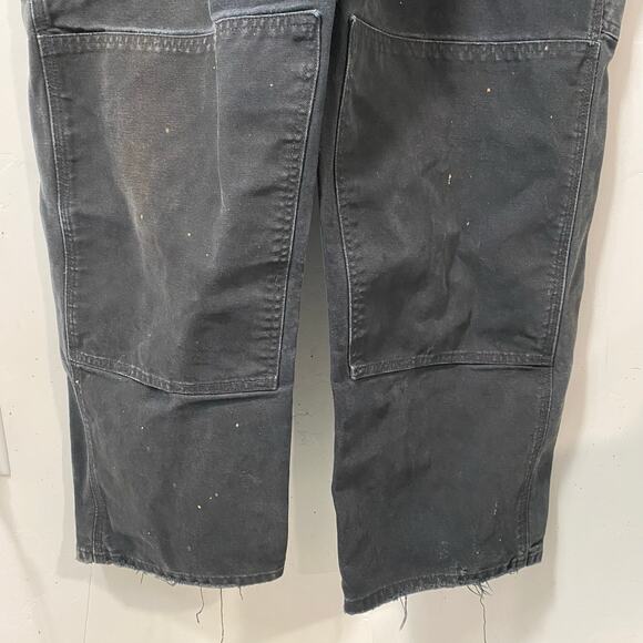 Carhartt Men's R01 Overalls Carpenter Workwear Black Flaw 48 Grunge Destroyed - Picture 3 of 10